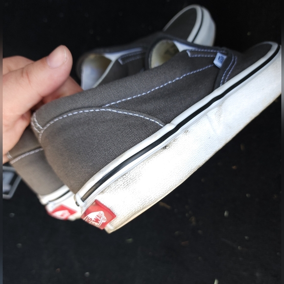 Vans Grey Classic Slip On Shoes - Picture 6 of 9